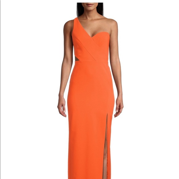 Aidan by Aidan Mattox orange cutout column gown - Picture 1 of 14